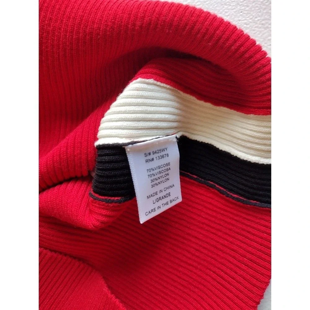 Love Tree Red V‎ Neck Ribbed Bodycon Dress with Side Stripes Size L